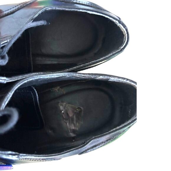 90'S VINTAGE‎ BLACK LEATHER OXFORD HEELS LACE UP SZ. 5 1/2 - Picture 6 of 7